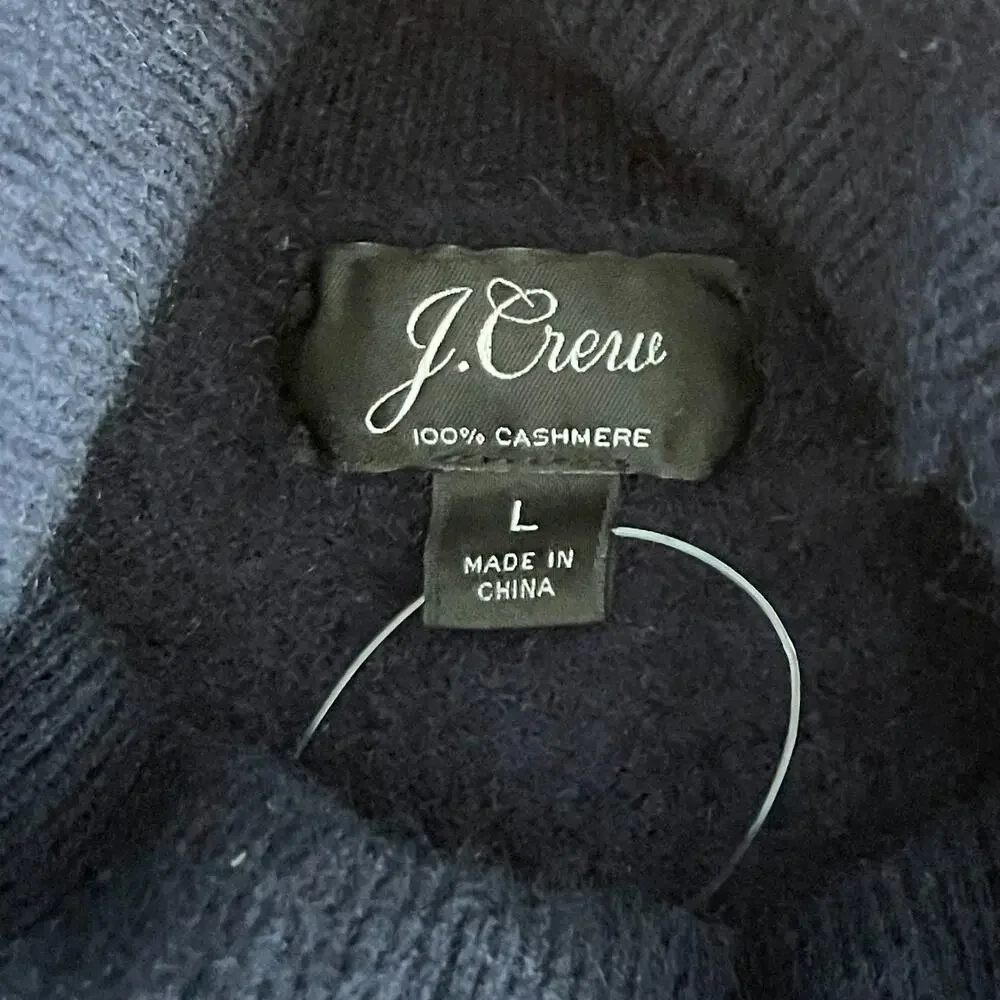 J.Crew Everyday 100% Cashmere Turtleneck Sweater Womens Large Blue J6600 L Knit